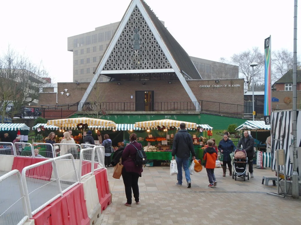 Market stalls outside the Catholic Church of St Joseph in Bracknell town centre in December 2016. The Lexicon's 2026 festive market has not been announced